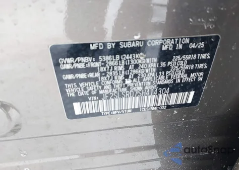 2025 Subaru Forester Limited Hybrid z USA, uszkodzony, nr VIN JF2SLSRD7SH414304